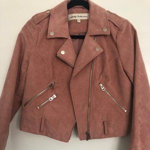 Dusty Rose Pink Faux Suede Moto-Jacket